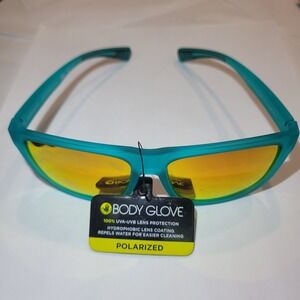 NEW Body Glove Turquoise Polarized Mirrored Sunglasses Orange Fire Lens 100% UV